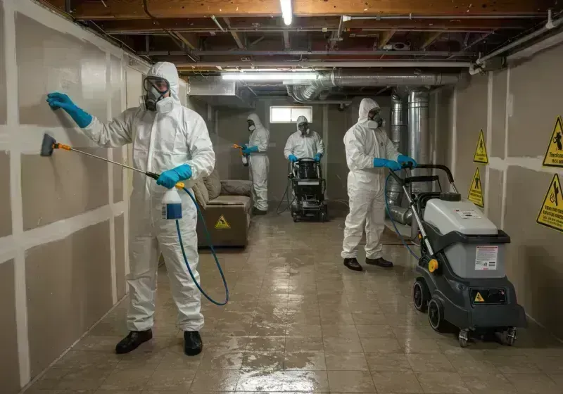 Basement Moisture Removal and Structural Drying process in Sixteen Mile Stand, OH